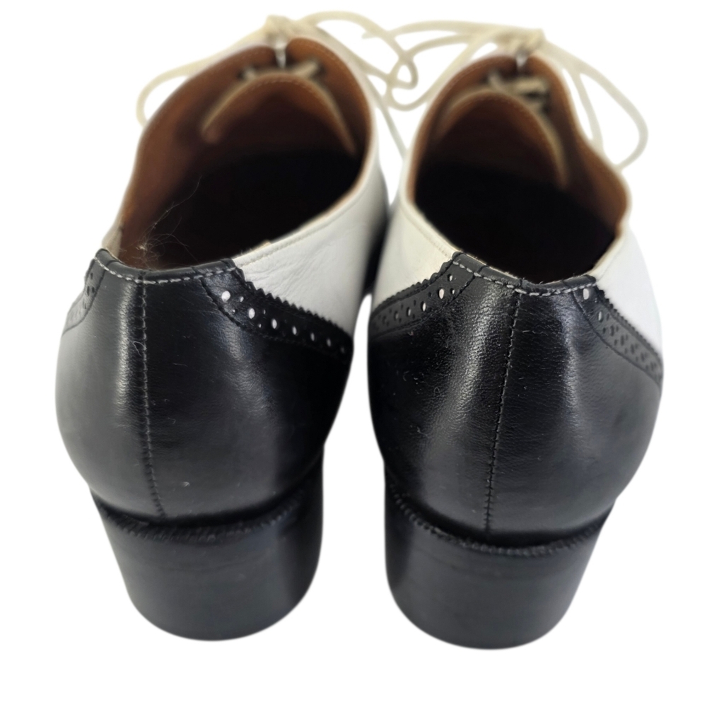 Robert Clergerie Leather Spectator Brogue Wingtip Oxford Shoes Black White Sz5.5 - Picture 8 of 16